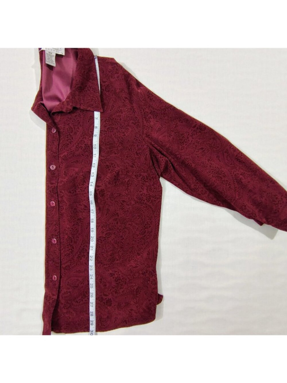 Maggie McNaughton Button Up Shirt Womens Size 18W Paisley Burgundy Long Sleeves - Picture 9 of 13